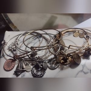 Lot of Alex and ani adjusting charm bangle bracelet silver gold variety bundle
